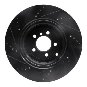 Land Rover Range Rover Brake Rotor (1) - Rear Right - R1 Concepts - Drilled & Slotted - Black - `10-`12
